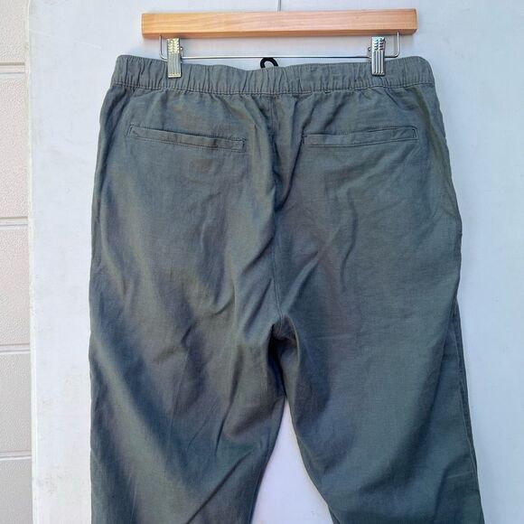 SAKS Fifth Avenue Linen Blend Joggers Ankle Zip Elastic Waist M - Picture 3 of 5